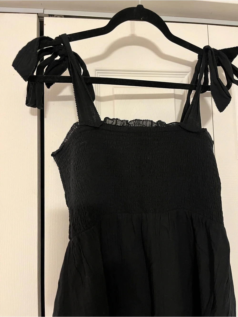 Aerie Black Tie-Shoulder Smocked Sundress - Picture 2 of 3